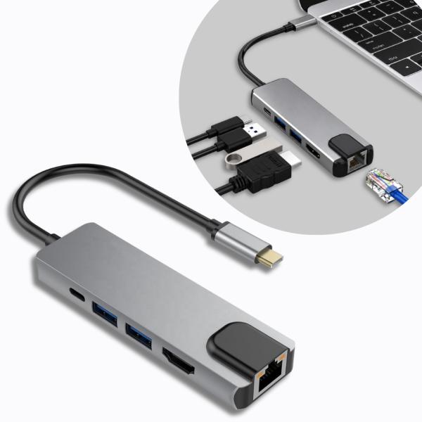 USB-C 5-in-1 Multiport Hub Adapter, HDMI 4K