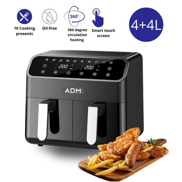 Double Air Fryer ADM, 8 L, dual-basket