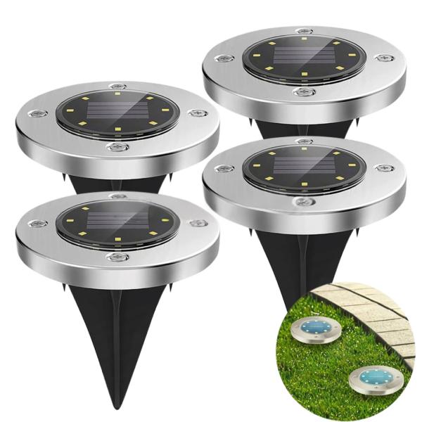 Solar LED Ground Lights, 4-Piece Set