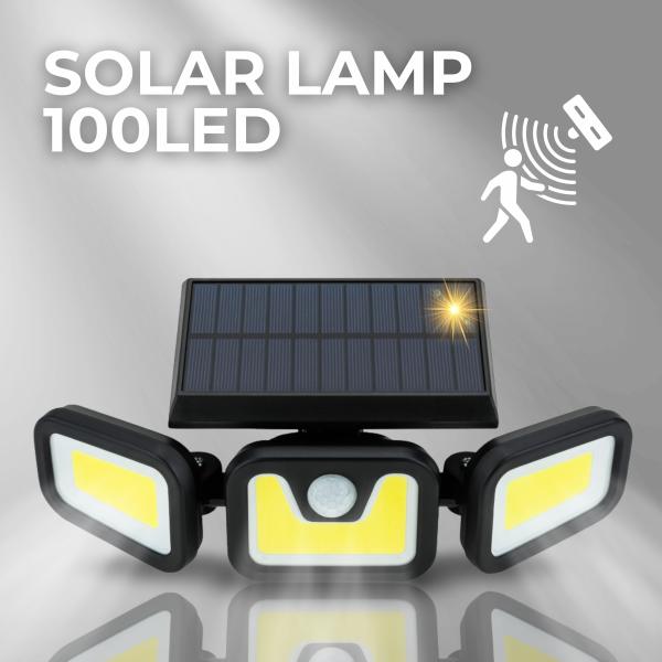 Solar Halogen Lamp, 100 LED, Twilight Motion Sensor