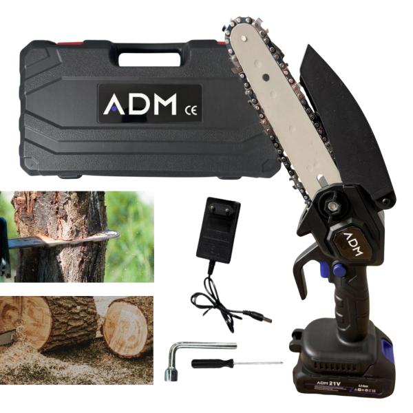 Mini Chainsaw ADM, 6″, 21 V, Three-Pin Connector, Black